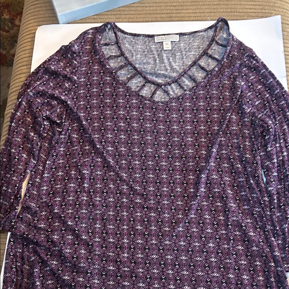 Dana Buchman Purple Geometric Blouse XL